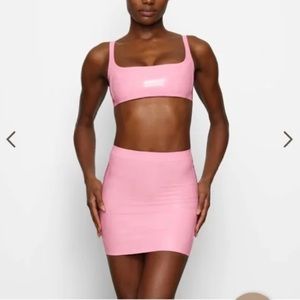 Skims Latex Mini Skirt. Neon Blush Rare